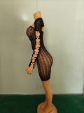 Women's Clothing Sexy Hollow See-Through Mesh Sexy Dress