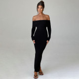 Autumn Chic Sexy Slim Off Shoulder Knitting Long Dress For Women