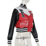 Autumn Trend Print Baseball Jacket For Women