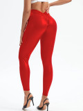 Sexy Pu Leather Elastic Tight Fitting V Waist Trousers