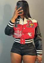 Autumn Trend Print Baseball Jacket For Women