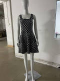 Spring Summer Contrast Sleeveless A-Line Knitting Dress