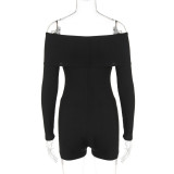 Autumn Sexy Off Shoulder Long-Sleeved Knitting Casual Jumpsuit