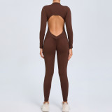 Zipper Long-Sleeved Yoga Jumpsuit Outdoor Wear Fitness Sports Tight Fitting Clothes