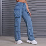 Street Pocket Washed Fashion Denim Pants