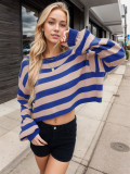 Women Striped Long Sleeve Sweater