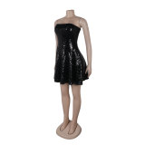 Women sleeveless Strapless sequin dress