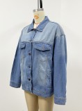 Women Casual washed Denim coat jacket