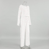 Women fall casual floral print long-sleeved top and pants Pajama set