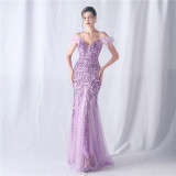 Plus Size Women Formal Party Fishtail Evening Dress