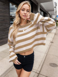 Women Striped Long Sleeve Sweater