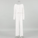 Women fall casual floral print long-sleeved top and pants Pajama set