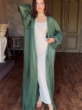 Women Solid Chiffon Lace-Up Robe