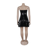 Women sleeveless Strapless sequin dress