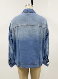 Women Casual washed Denim coat jacket