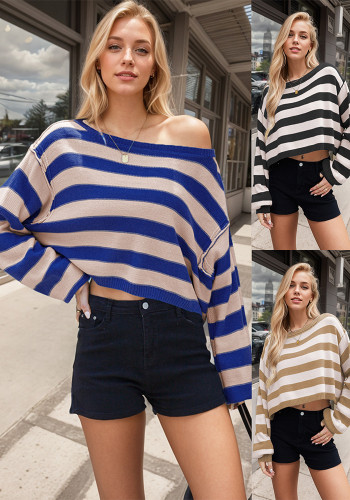 Women Striped Long Sleeve Sweater