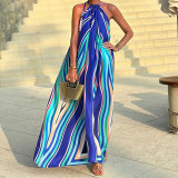 Women Printed Halter Neck Bohemian Maxi Beach Dress