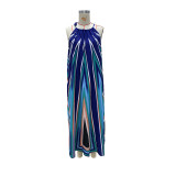 Women Printed Halter Neck Bohemian Maxi Beach Dress