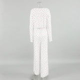 Women fall casual floral print long-sleeved top and pants Pajama set