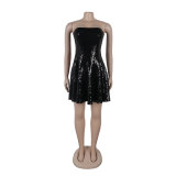 Women sleeveless Strapless sequin dress