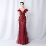 Plus Size Women Formal Party Fishtail Evening Dress