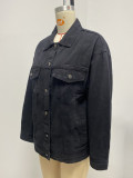 Women Casual washed Denim coat jacket