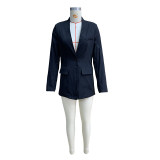 Women Chic Solid Blazer Coat