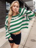 Women Striped Long Sleeve Sweater