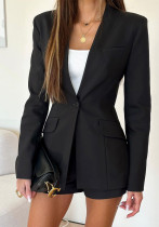 Women Chic Solid Blazer Coat