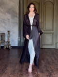 Women Solid Chiffon Lace-Up Robe