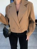 Autumn Winter Fashion Turndown Collar Solid Color Short Coat Women's Clothing