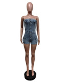 Summer Sexy Strapless Stretch Denim Jumpsuit
