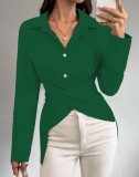 Autumn Fashion Slim Waist Solid Color Shirt Women's Clothing