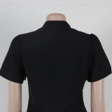 Sexy Short Sleeve Pocket Zipper Cargo Jumpsuit