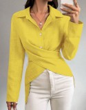 Autumn Fashion Slim Waist Solid Color Shirt Women's Clothing