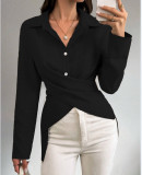 Autumn Fashion Slim Waist Solid Color Shirt Women's Clothing