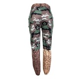 Autumn Winter Women's Clothing Fashion Casual Camouflage Leopard Print Cargo Pants With Belt