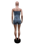Summer Sexy Strapless Stretch Denim Jumpsuit
