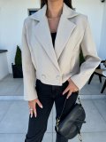 Autumn Winter Fashion Turndown Collar Solid Color Short Coat Women's Clothing