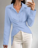 Autumn Fashion Slim Waist Solid Color Shirt Women's Clothing