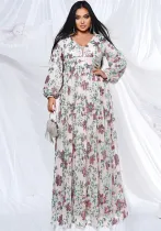 Plus Size Women Long Sleeve V-Neck Formal Party Sequin Maxi Evening Dress