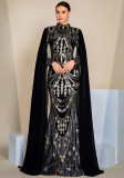 Women Sexy Sequin Long Sleeve Round Neck Formal Party Maxi Evening Dress