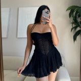 Women sexy lace Halter Neck Backless princess dress