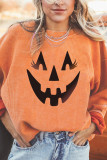 Halloween Pumpkin Head Loose Round Neck Top