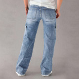 Women Fall Casual Cargo Denim Pant