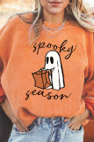 Halloween Pumpkin Head Loose Round Neck Top