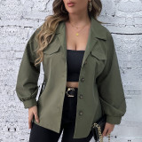 Plus Size Women Vintage Lace-Up Loose Jacket