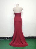 Elegant Fishbone Strapless Slim Waist Slit Evening Dress