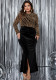 Plus Size Women Long Sleeve Leopard Velvet Dress