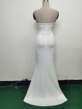 Elegant Fishbone Strapless Slim Waist Slit Evening Dress